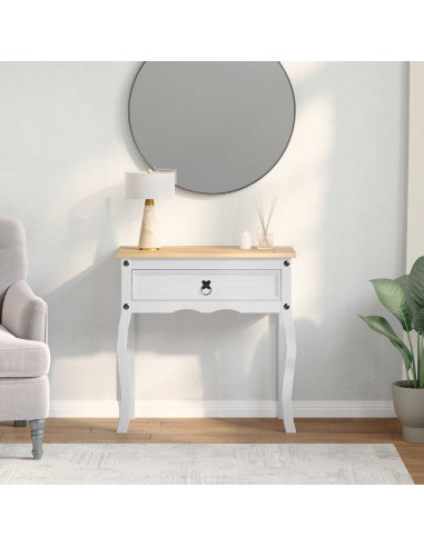 Tavolo Consolle Bianco 73 x 35 x 73 cm Pino massello