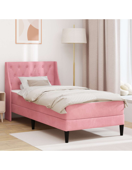 Struttura letto con materasso con testiera 2 pcs Rosa Velluto