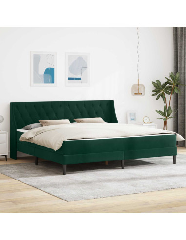 Struttura letto con materasso 2 pcs Verde Scuro Velluto