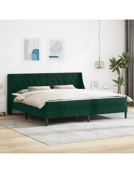 Struttura letto con materasso 2 pcs Verde Scuro Velluto