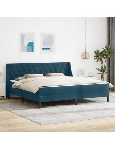 Struttura letto con materasso con testiera 2 pcs Blu Velluto