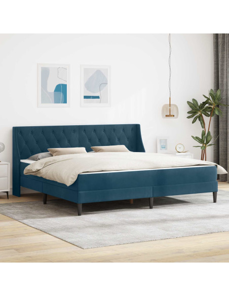 Struttura letto con materasso con testiera 2 pcs Blu Velluto