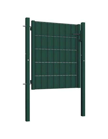 Cancello per Recinzione in PVC e Acciaio 100x100 cm Verde