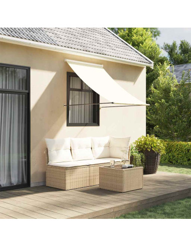 Tenda da Sole Retrattile Crema 100x150 cm in Tessuto e Acciaio