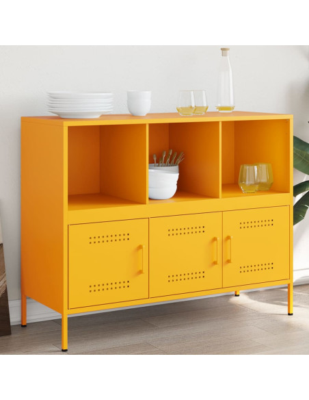 Credenza Giallo Senape 100,5x39x79 cm in Acciaio