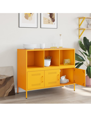 Credenza Giallo Senape 100,5x39x79 cm in Acciaio