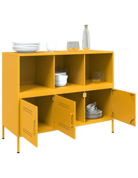 Credenza Giallo Senape 100,5x39x79 cm in Acciaio