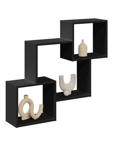 Mobile a Parete 78x18x71 cm Nero in Legno Multistrato