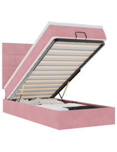 Struttura Letto Pouf con Materassi Rosa 100x200 cm Velluto 2