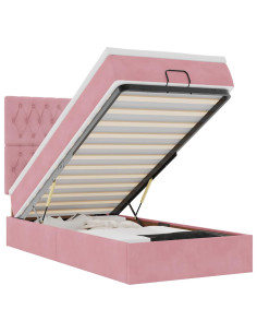 Struttura Letto Pouf con Materassi Rosa 100x200 cm Velluto 2