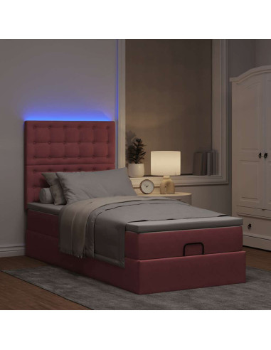 Struttura Letto Pouf con Materassi Rosa 100x200 cm Velluto