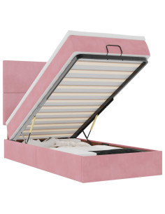 Struttura Letto Pouf con Materassi Rosa 100x200 cm Velluto 2