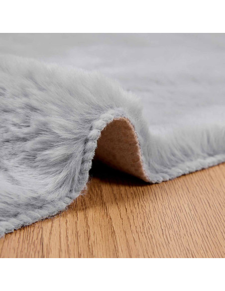 Tappeto in Pelliccia Sintetica di Coniglio Olite Grigio