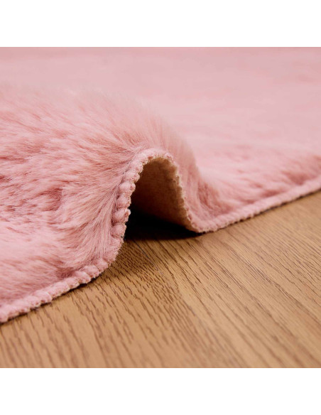 Tappeto in Pelliccia Sintetica di Coniglio Olite Rosa
