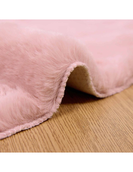 Tappeto in Pelliccia Sintetica di Coniglio Olite Rosa Ø 120 cm