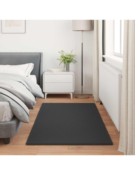 Tappeto in Pelliccia Sintetica di Coniglio Olite Nero