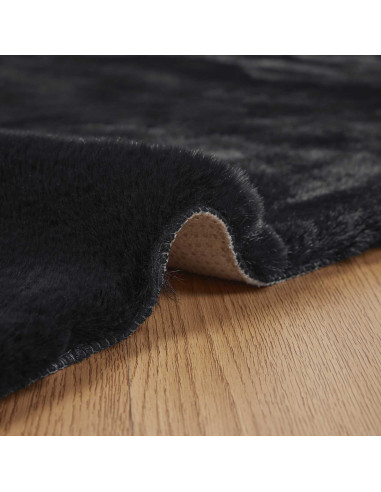 Tappeto in Pelliccia Sintetica di Coniglio Olite Nero