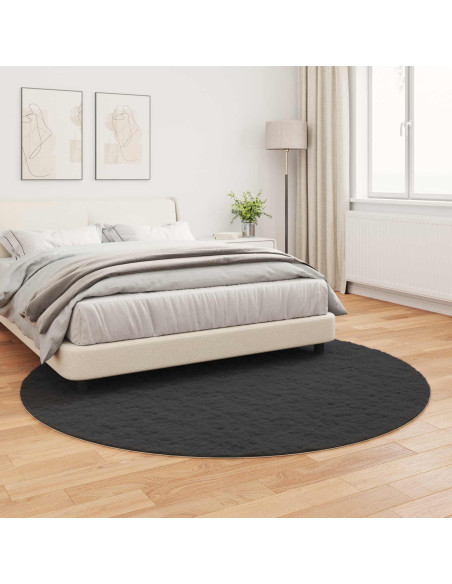 Tappeto in Pelliccia Sintetica di Coniglio Olite Nero Ø 160 cm