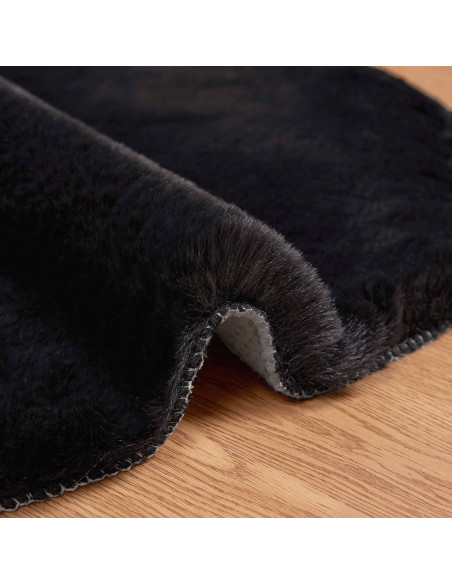 Tappeto in Pelliccia Sintetica di Coniglio Olite Nero