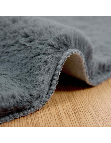 Tappeto in Pelliccia Sintetica di Coniglio Olite Antracite