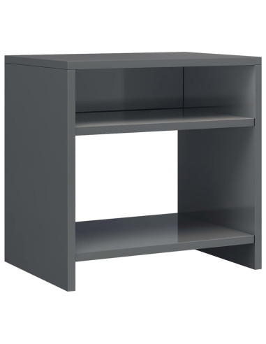 Comodino Grigio Lucido 40x30x40 cm in Legno Multistrato