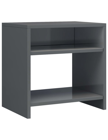 Comodino Grigio Lucido 40x30x40 cm in Legno Multistrato