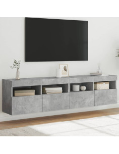 Mobili TV a Parete con Luci LED 2pz Grigio Cemento 80x30x40cm