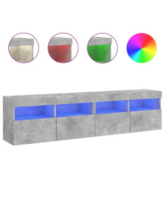 Mobili TV a Parete con Luci LED 2pz Grigio Cemento 80x30x40cm 2