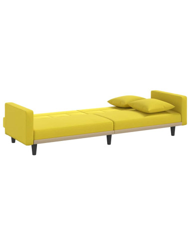 Divano Letto con Cuscini Giallo Chiaro in Tessuto