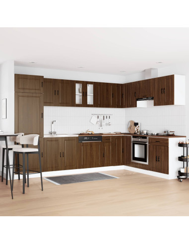 Mobiletto per lavabo Porto 2 pcs Marrone Legno multistrato