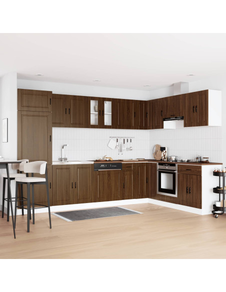 Mobiletto per lavabo Porto 2 pcs Marrone Legno multistrato