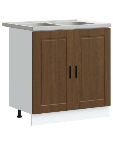 Mobiletto per lavabo Porto 2 pcs Marrone Legno multistrato