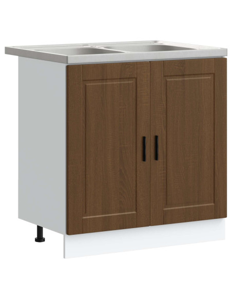 Mobiletto per lavabo Porto 2 pcs Marrone Legno multistrato