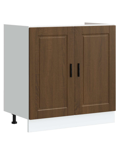 Mobiletto per lavabo Porto 2 pcs Marrone Legno multistrato