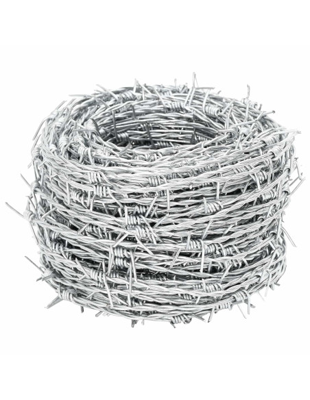 Fil di Ferro Spinato Argento 50 m Acciaio Zincato a Caldo