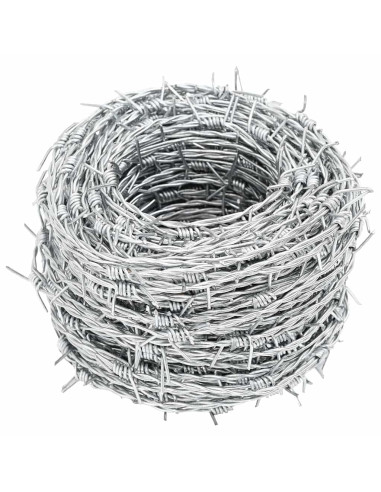 Fil di Ferro Spinato Argento 50 m Acciaio Zincato a Caldo