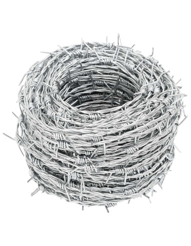 Fil di Ferro Spinato Argento 50 m Acciaio Zincato a Caldo