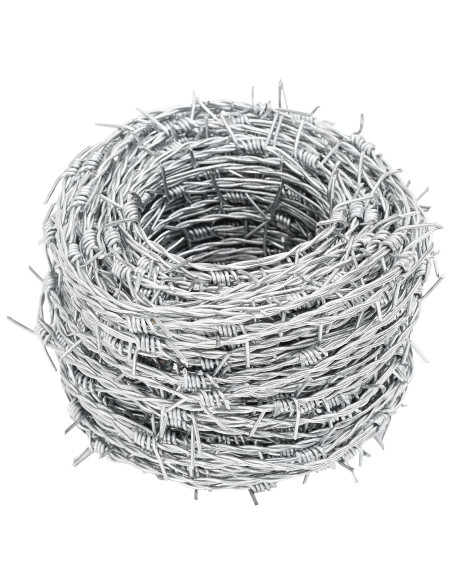 Fil di Ferro Spinato Argento 100 m Acciaio Zincato a Caldo