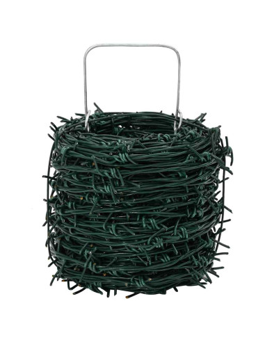 Fil di Ferro Spinato Verde 100 m Acciaio Zincato a Caldo
