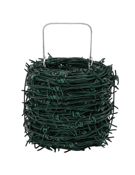 Fil di Ferro Spinato Verde 100 m Acciaio Zincato a Caldo
