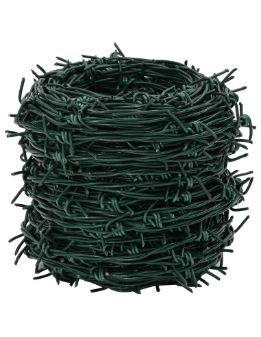 Fil di Ferro Spinato Verde 100 m Acciaio Zincato a Caldo