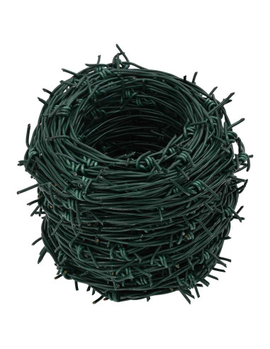Fil di Ferro Spinato Verde 100 m Acciaio Zincato a Caldo