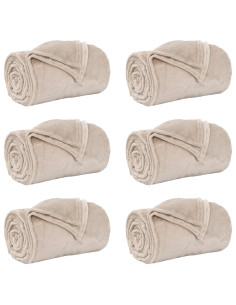 Coperte da Pile 6 pcs Beige 150 x 200 cm Panno 2