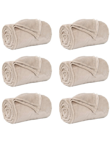 Coperte da Pile 6 pcs Beige 150 x 200 cm Panno