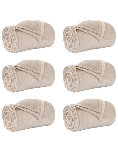 Coperte da Pile 6 pcs Beige 240 x 270 cm Panno
