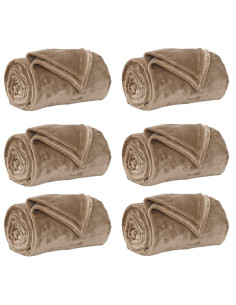 Coperte da Pile 6 pcs Cammello 150 x 200 cm Panno 2