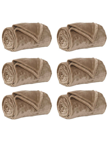 Coperte da Pile 6 pcs Cammello 240 x 270 cm Panno