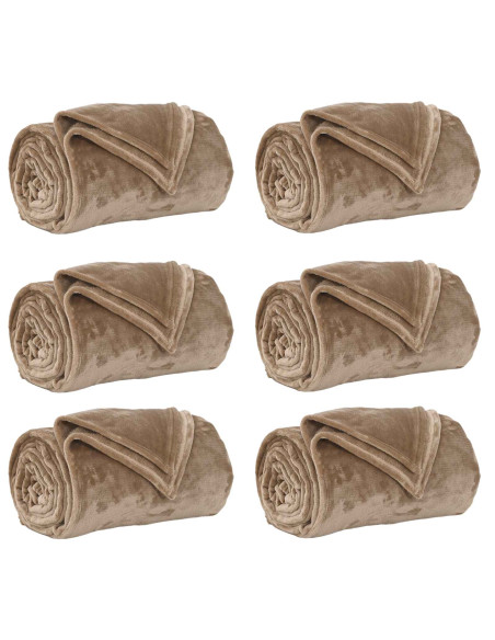 Coperte da Pile 6 pcs Cammello 240 x 270 cm Panno