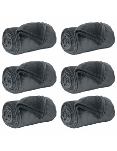 Coperte da Pile 6 pcs Grigio scuro 150 x 200 cm Panno 2