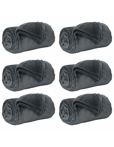 Coperte da Pile 6 pcs Grigio scuro 240 x 270 cm Panno